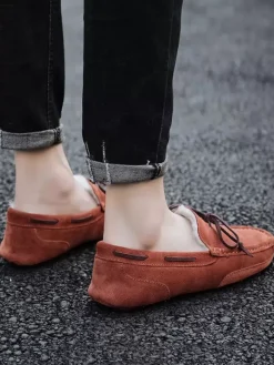 Men's Belgian Loafer Tie Warm Winter Driving Shoes