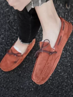 Men's Belgian Loafer Tie Warm Winter Driving Shoes
