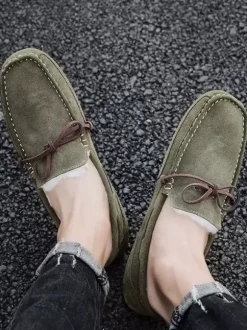 Men's Belgian Loafer Tie Warm Winter Driving Shoes