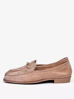 Men's Belgian Loafers Suede Round Toe Leather Slip On Retro Penny Causal Shoes
