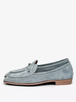 Men's Belgian Loafers Suede Round Toe Leather Slip On Retro Penny Causal Shoes