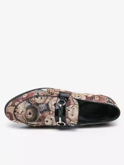 Mens Bit Loafers Slip-On Low Heels Round Toe Animal Print Moccasins Shoes