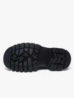 Men's Black Loafers Round Toe Metal Detail Slip On Shoes