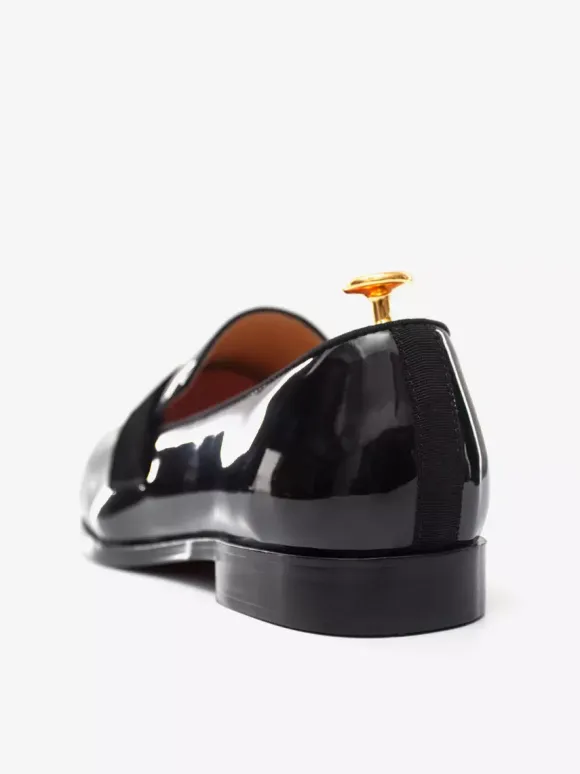 Men's Black Patent Leather Penny Loafer Round Toe Slip On Prom Party Wedding Formal Shoes
