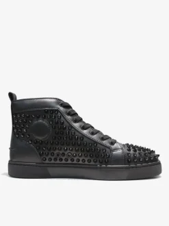Men's Black Spike Rivets Round Toe Lace Up Sneakers
