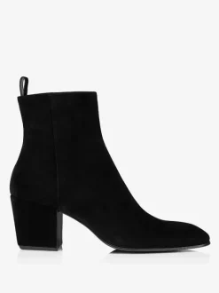 Men's Block Heel Chelsea Boots Black Zipper Suede Party Prom Dress Ankle Boots