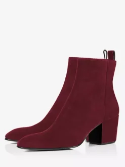Men's Block Heel Chelsea Boots Black Zipper Suede Party Prom Dress Ankle Boots