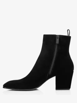 Men's Block Heel Chelsea Boots Black Zipper Suede Party Prom Dress Ankle Boots