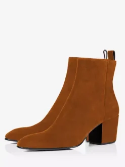 Men's Block Heel Chelsea Boots Black Zipper Suede Party Prom Dress Ankle Boots