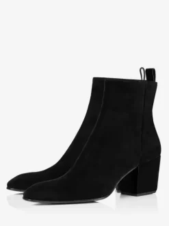 Men's Block Heel Chelsea Boots Black Zipper Suede Party Prom Dress Ankle Boots