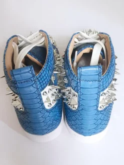 Men's Blue Flat Skate Board Shoes High Top Sneakers with Spikes Prom Homecoming Casual Party Shoes
