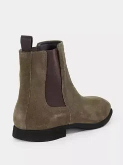Men's Boots Chelsea Boots Olive Micro Suede Upper Square Toe Slip On Ankle Boots