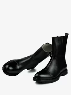 Men's Boots Chelsea Boots Black Cowhide Round Toe