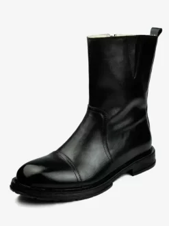 Men's Boots Chelsea Boots Black Cowhide Round Toe