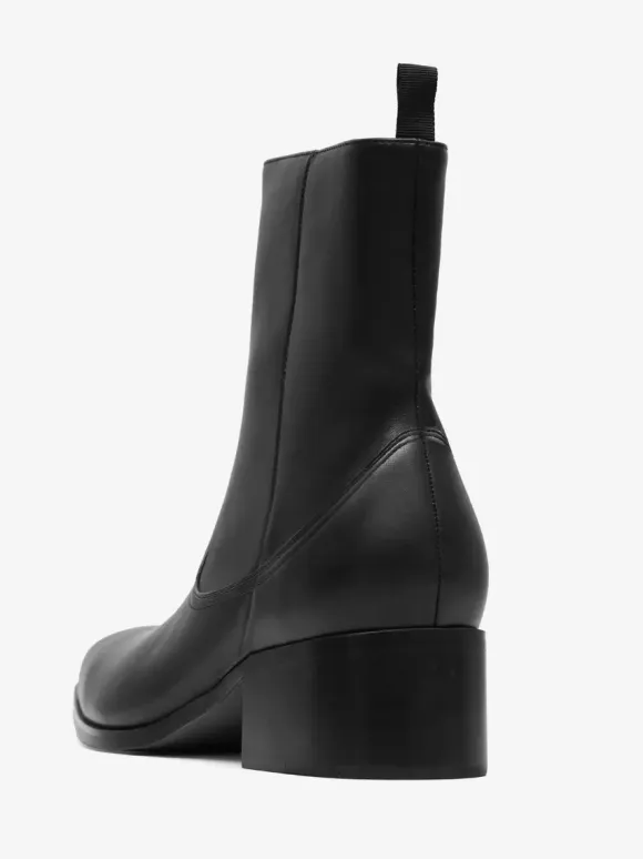 Men's Boots Chelsea Boots Black Leather Square Toe Ankle Short Boots