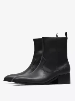 Men's Boots Chelsea Boots Black Leather Square Toe Ankle Short Boots