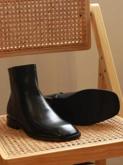 Men's Boots Chelsea Boots Black Cowhide Square Toe Dress Boots