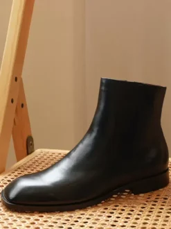 Men's Boots Chelsea Boots Black Cowhide Square Toe Dress Boots