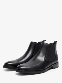 Men's Boots Chelsea Boots Black Cowhide Pointed Toe Prom Homecoming Party Shoes