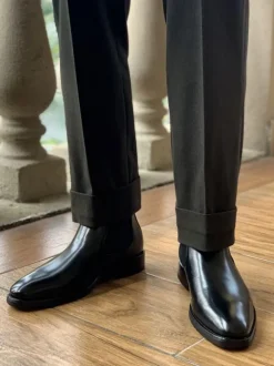 Men's Boots Chelsea Boots Black Cowhide Pointed Toe Prom Homecoming Party Shoes