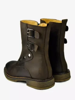 Men's Boots Chelsea Boots Deep Brown Cowhide Round Toe Buckle