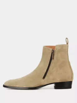 Men's Boots Chelsea Boots Coffee Brown Cowhide Round Toe Zipper Ankle Short Boots