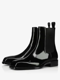 Men's Boots Chelsea Plain Smooth Pu leather Prom Party Black Square Toe Ankle Boots