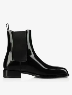 Men's Boots Chelsea Plain Smooth Pu leather Prom Party Black Square Toe Ankle Boots