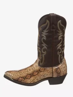 Mens Boots snake mid heel Cowboy Boots Gold Pointed Toe Mid Calf Boots