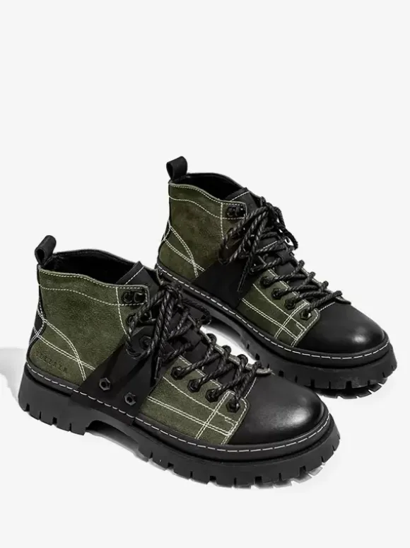 Men's Boots Work Boots Suede Leather Round Toe Combat Boots