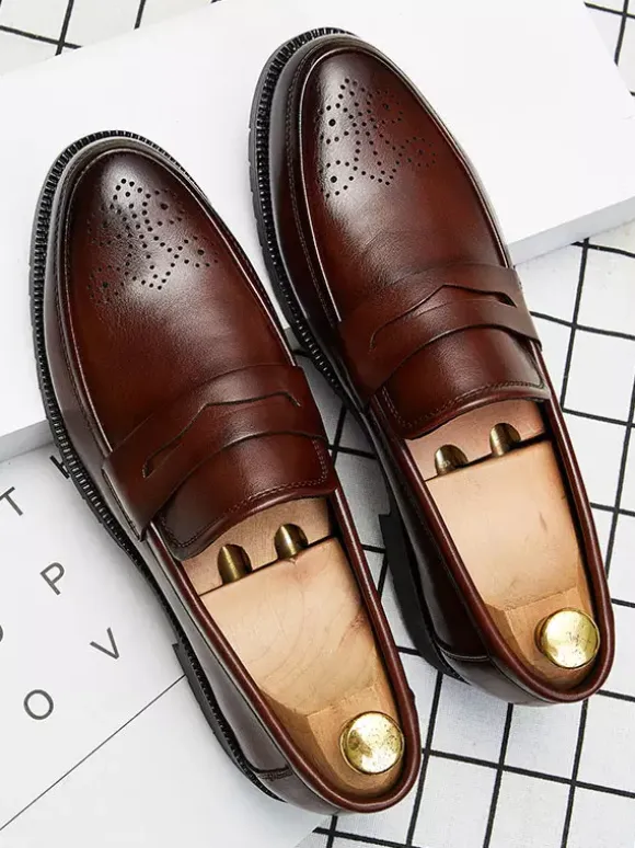 Men's Brogues Penny Slip On Loafers Shoes