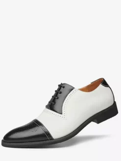 Men's Cap Toe Brogue Oxfords Wedding Dress Oxford Formal Shoes White