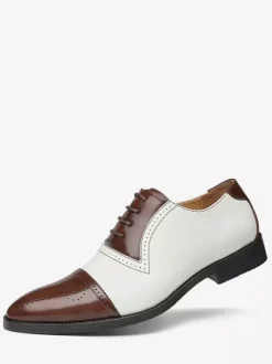 Men's Cap Toe Brogue Oxfords Wedding Dress Oxford Formal Shoes White