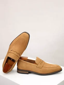 Men's Casual Shoes Suede Round Toe Slip On Penny Loafers