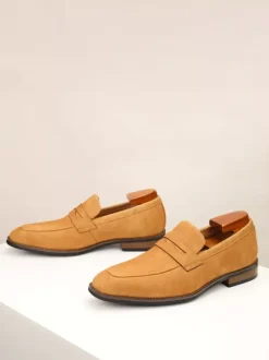 Men's Casual Shoes Suede Round Toe Slip On Penny Loafers