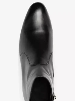 Men's Chelsea Boots Black Cowhide Pointed Toe Chunky Heel Ankle Boots