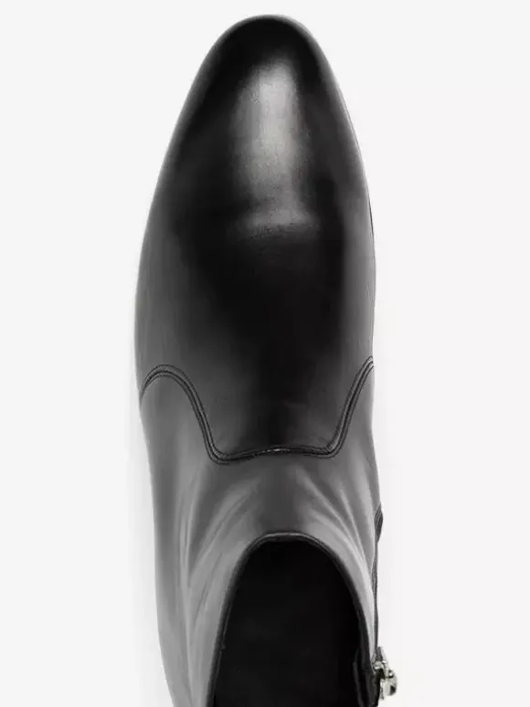 Men's Chelsea Boots Black Cowhide Pointed Toe Chunky Heel Ankle Boots
