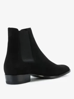 Mens Chelsea Boots Black Suede Slip-on Pointed Toe British Ankle Dress Boots