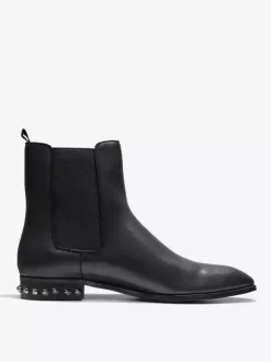 Men's Chelsea Boots Black Square Toe Ankle Prom Spikes Heel Boots