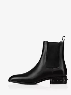 Men's Chelsea Boots Black Square Toe Ankle Prom Spikes Heel Boots