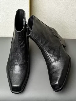 Men's Chelsea Boots British Square Toe Chunky Heels Side Zipper Dress Boots