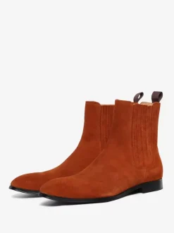 Men's Chelsea Boots Coffee Brown Micro Suede Upper Round Toe Ankle Prom Party Boots