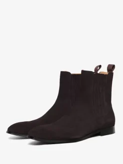 Men's Chelsea Boots Coffee Brown Micro Suede Upper Round Toe Ankle Prom Party Boots