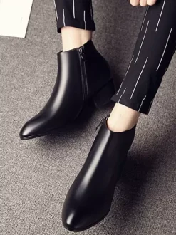 Men's Chelsea Boots Cowhide Chic Black Short Ankle Boots
