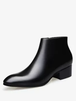 Men's Chelsea Boots Cowhide Chic Black Short Ankle Boots