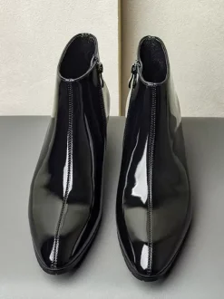 Men's Chelsea Boots Cowhide Chic Black Pointed Toe Ankle Short Boots