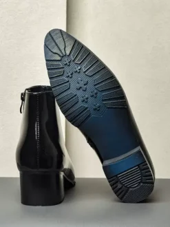 Men's Chelsea Boots Cowhide Chic Black Pointed Toe Ankle Short Boots