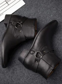 Men's Chelsea Boots Fabulous Buckle Pointed Toe Ankle Boots