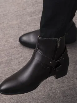 Men's Chelsea Boots Fabulous Buckle Pointed Toe Ankle Boots