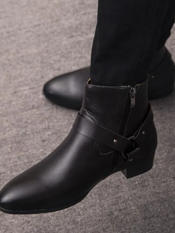Men's Chelsea Boots Fabulous Buckle Pointed Toe Ankle Boots